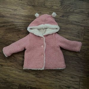 Pink Sherpa lined cardigan jacket